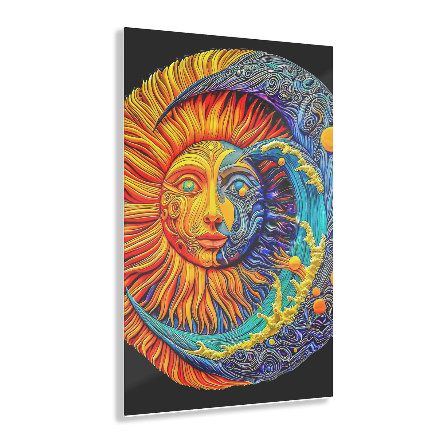 Sunshine Moon Beam Acrylic Print, magical detail, claymation design, wall art, unique fancy decor, interior design