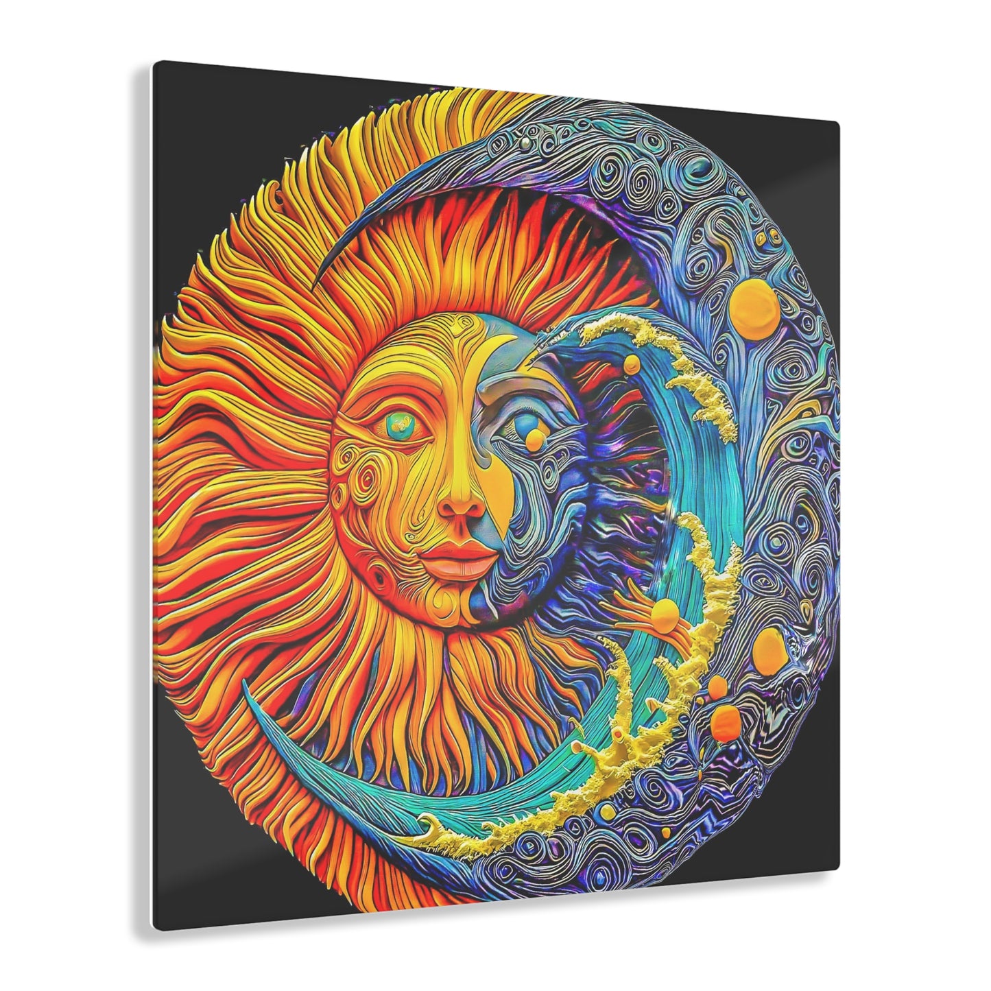 Sunshine Moon Beam Acrylic Print, magical detail, claymation design, wall art, unique fancy decor, interior design