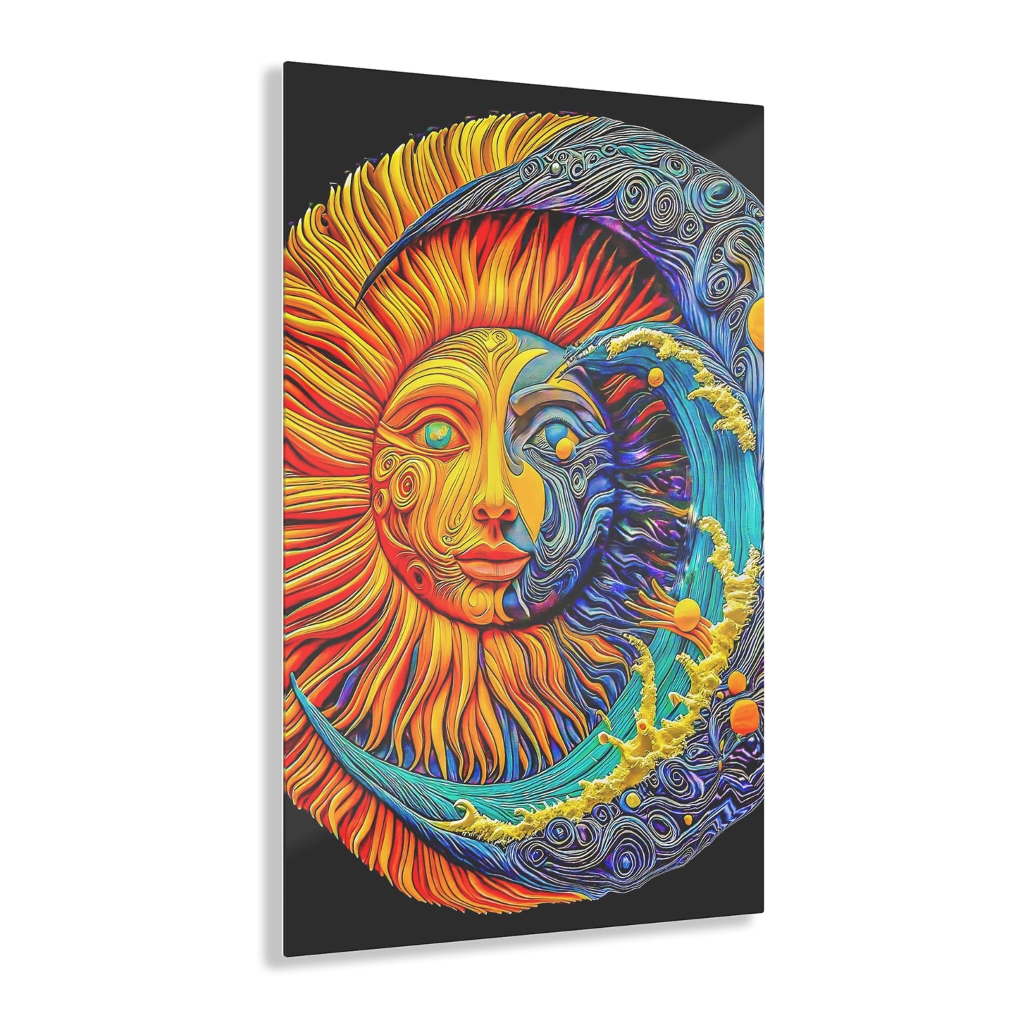 Sunshine Moon Beam Acrylic Print, magical detail, claymation design, wall art, unique fancy decor, interior design